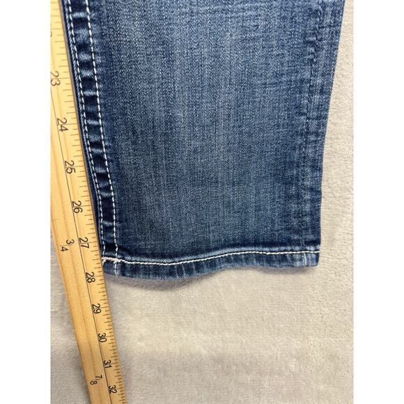 Miss Me Jeans Womens 30 Medium Wash Blue Denim Signature Crop Embellished Pocket - Picture 14 of 14